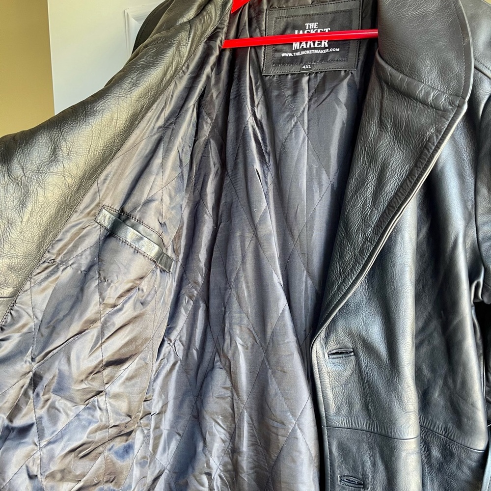 Daniel Black Leather Trench Coat - Picture 6 of 15